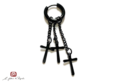 Stainless Earring & Earcuf STE-72118 BK