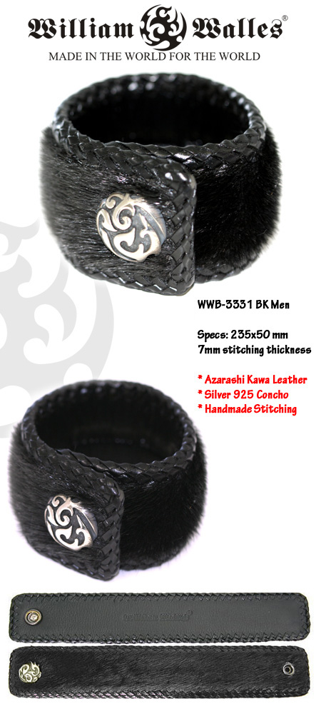 レザーブレスレットレザーブレスレット WWB-3331 BK Men