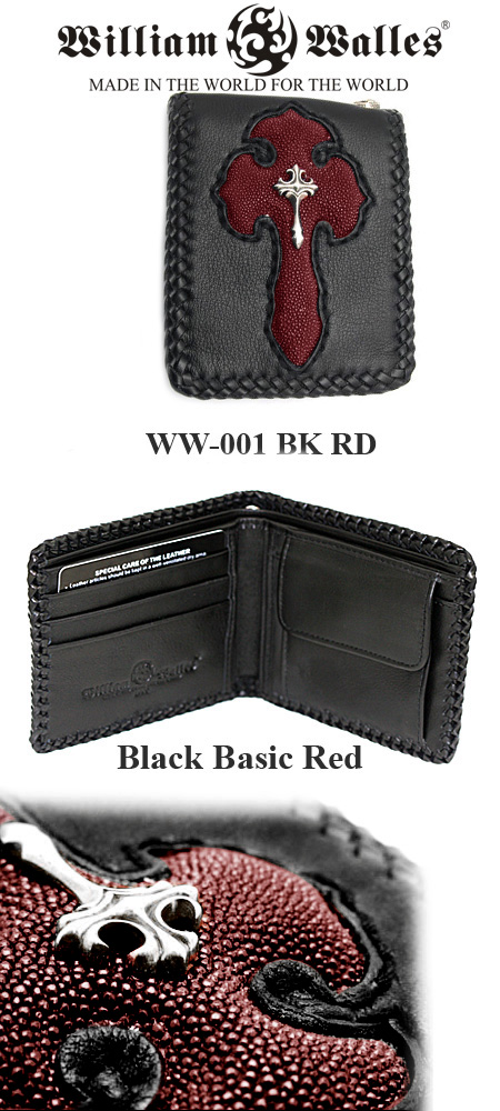 レザー 財布 / ウォレット WW-001 BK-RD