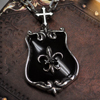 Black Fluir Shield Pendant Vo[@y_g Vo[@y_g WWP-30965 with chain