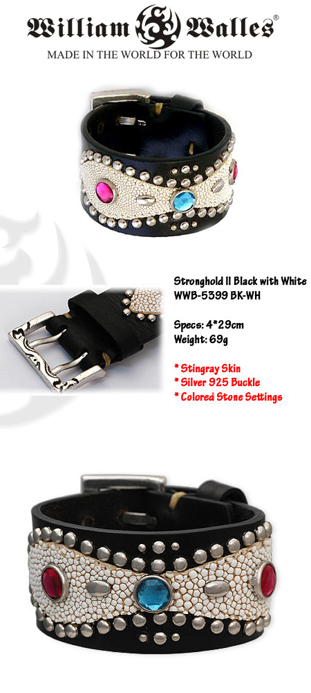 レザーブレスレットレザーブレスレット WWB-5399 BK-WH