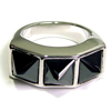 Three Black Spikes Ring fB[ w / O Vo[ w / O BFR-10017-BK LADYS