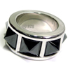 Black Spikes Punk Ring Vo[ w / O gDAO BFR-10033-BK MENS