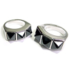 Three Black Spikes Ring yAEACe Vo[@y_g BFR-10017-BK Pair